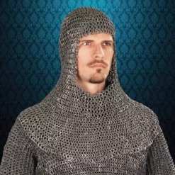 Windlass Steelcrafts Chainmail Coif Sværtede Aluminium Nittet Ringe