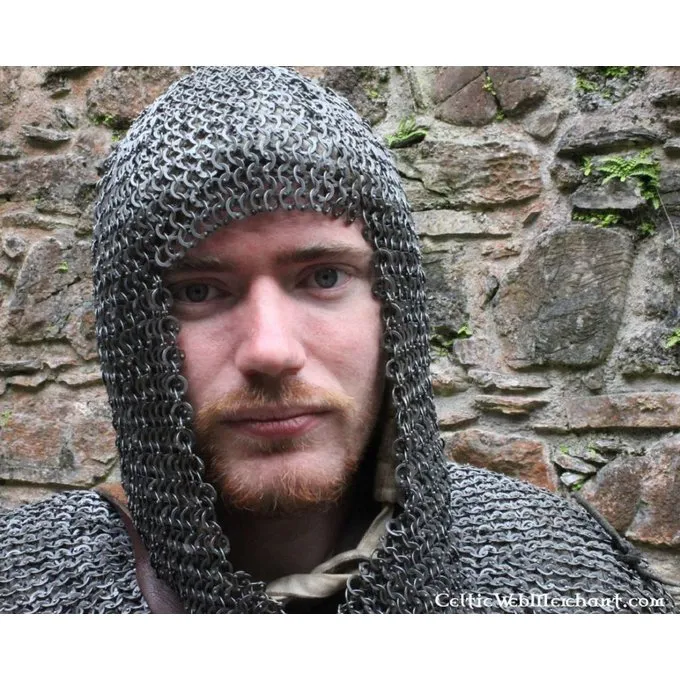 Ulfberth Coif Med Firkantet Halsudskæring, Blandede Flade Ringe - Kile Nitter, 8 Mm 4 Ulfberth Coif Med Firkantet Halsudskæring, Blandede Flade Ringe - Kile Nitter, 8 Mm - Billede 2