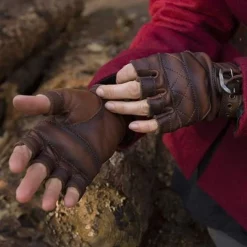 Epic Armoury Fingerløse Handsker I Læder, Brune -Svaerd Salg fingerlose handsker i laeder brune 2