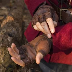 Epic Armoury Fingerløse Handsker I Læder, Brune -Svaerd Salg fingerlose handsker i laeder brune 4