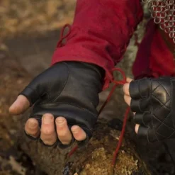 Epic Armoury Fingerløse Handsker I Læder, Sort -Svaerd Salg fingerlose handsker i laeder sort 3