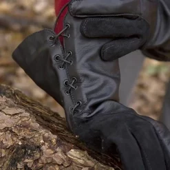 Epic Armoury Læder Middelalderlige Handsker, Sort -Svaerd Salg laeder middelalderlige handsker sort 5