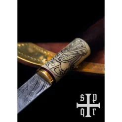 SPQR Viking Kniv Odins Ravn Damascus Stål -Svaerd Salg viking kniv odins ravn damascus stal 3
