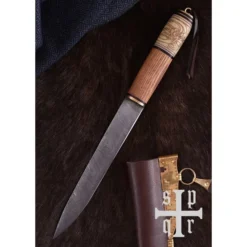 SPQR Viking Seax Med Knude Motiv, Damaskus Stål -Svaerd Salg viking seax med knude motiv damaskus stal 2